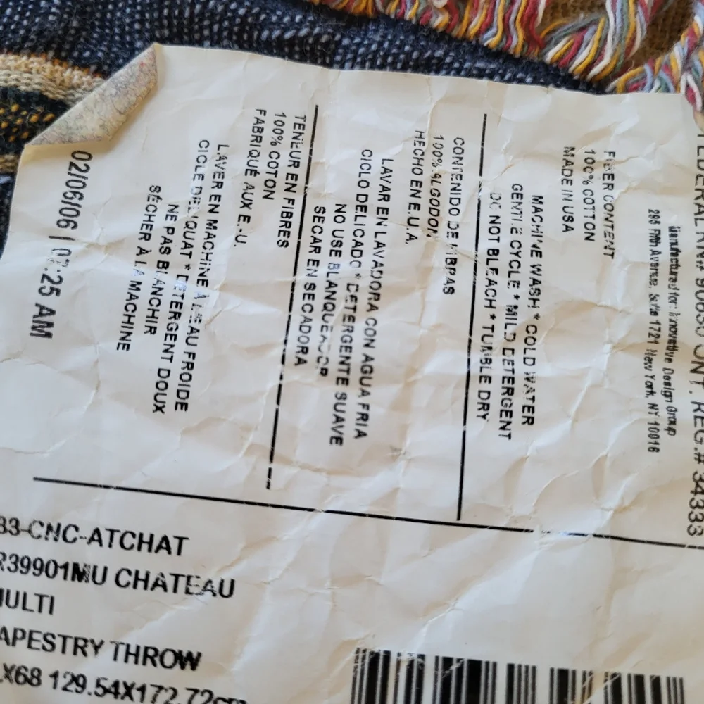 Floral Woven Cotton Tapestry Fringed Throw Blanket